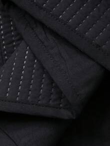 DAZY 2 件套女士休闲宽松绗缝长袖夹克和长直筒裙套装，秋冬 - 黑色 - 查看 7