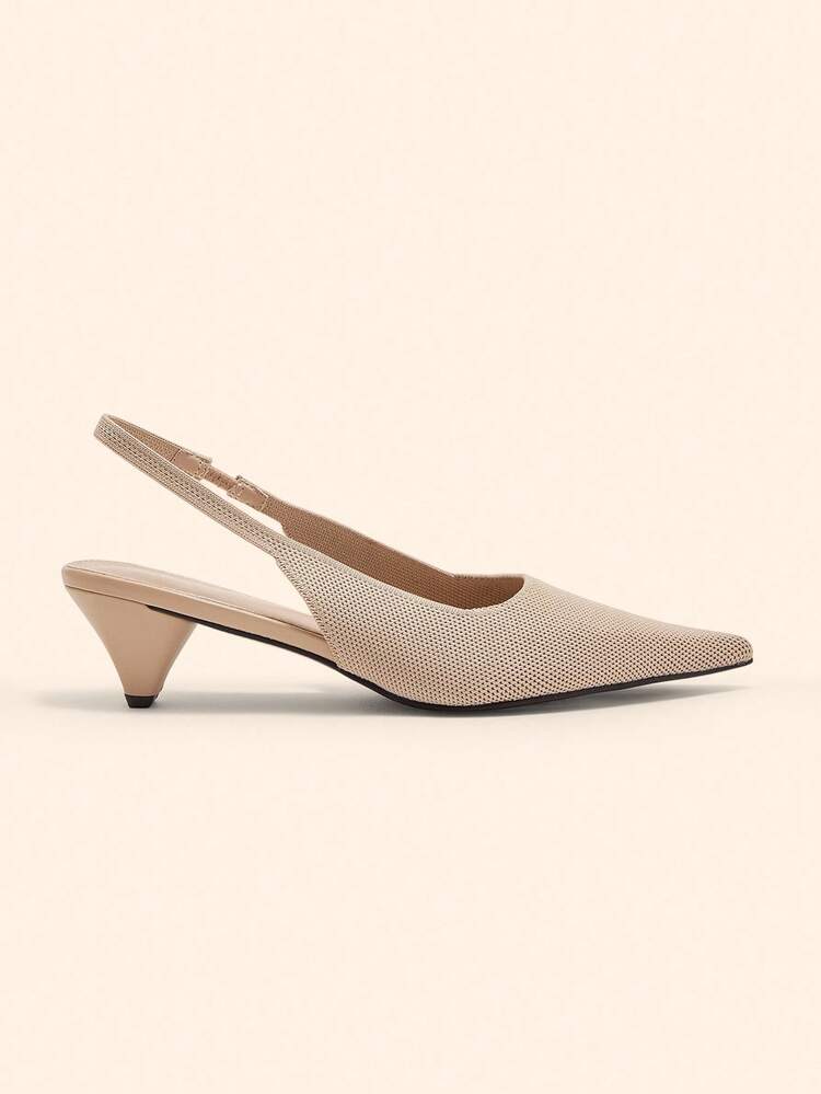 CUCCOO BASICS Pointed Toe Stiletto Heel Apricot Backless Women's High Heel Pumps, Fashionable & Elegant, Aesthetic, High-End, Suitable For Spring Casual Outfits