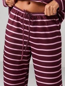 MISSGUIDED Striped Wide Leg Drawstring Sweatpants For Fall Winter Loungewear - Multicolor - View 4
