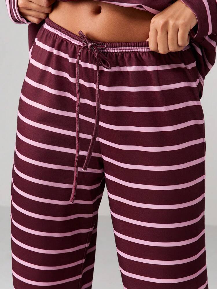 MISSGUIDED Pantaloni della tuta a gamba ampia con coulisse a righe per l'autunno e l'inverno