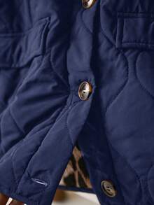 CosyJoli Cappotto imbottito casual di taglia grande con stampa leopardata e colore a contrasto - Blu Navy - Visualizzare 6