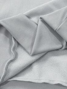 Fantacosmos 2pcs/Set Tween Boys Casual Bruh Letter Print Hooded Sweatshirt And Sweatpants, American Style Athletic Minimalist, Autumn/Winter - Light Grey - View 5