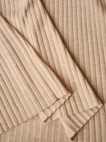 MOTF PREMIUM 秋冬款拼接仿皮草袖腰收腰优雅针织长裙 - 杏色 - 查看 8