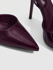 CUCCOO SZL Giày cao gót mũi nhọn đính ngọc trai màu đỏ tía gợi cảm cho nữ dự tiệc tối có quai ở mắt cá chân - Bordeaux - Xem 6