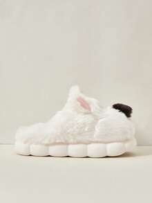 Cuccoo Cute Puppy Animal Closed Toe Plush Thick Sole Warm House Slippers For Women, Autumn/Winter