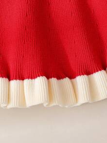 Souflis Souflis Baby Girls Sweater Co-Ords Set, Cute 3D Bow Ruffle Trim Knit Sweater & Skirt 2 Piece Outfit, Loose Casual Elegant Knitted Cardigan + Half Skirt, Long Sleeve Sweater Set, Suitable For Daily Wear, Travel, Outings In Autumn/Winter Baby Girl Clothes Red Dress Christmas For Baby Girl Baby Girl Clothes Fall Baby Girl Winter Dresses Baby Girl Cute Sweater Christmas Baby