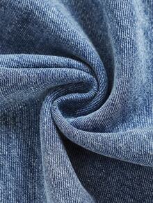 SHEIN 少女宽松蓝色牛仔裤 - 中等水洗藍 - 查看 4