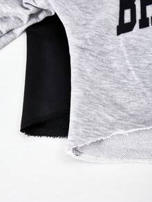 2pcs/Set Oversized Elegant Cold Shoulder Long Sleeve Sweatshirt For Tween Girls, One Shoulder With White Strap, Ribbed Cuffs, Fashionable Casual Minimalist Style, Suitable For Travel, School, Outings - Multicolor - View 4