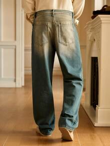 Manfinity VCAY 男士破洞口袋牛仔裤 - 藍色 - 查看 2