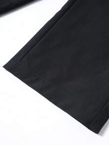 Calvornis Solid Color Pocket Business Casual Straight Leg Trousers - Black - View 6