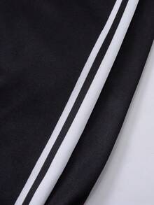 Teen Girl Bow Print Elastic Waist Side Stripe Wide Leg Casual Pants - Multicolor - View 5