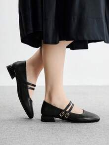 CUCCOO BIZCHIC Women's Fashion Black Buckle Design Daily Commute High Heel Pumps - Black - View 4