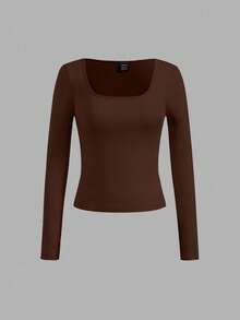 SHEIN EZwear Bộ 3 áo thun nữ tay ngắn croptop thường ngày, đồ mặc nhà, lớp lót, màu trơn, đa năng, ôm sát, phù hợp cho mùa thu/đông - Nhiều màu - Xem 5