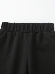 SHEIN 2pcs/Set Young Boy Cute Casual Yellow Embroidered Sweatshirt And Black Pants Comfortable Outfit, Spring - Baby Blue - View 6