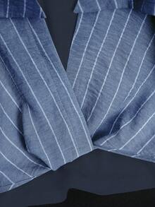 Franclia 女式条纹拼布露肩衬衫，夏季