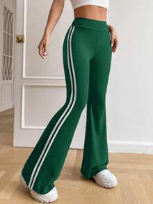 Tween Girl 休闲条纹学院风绿色裤子 - 軍綠色 - 查看 3