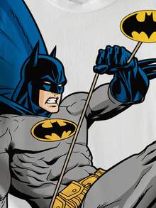 BATMAN X SHEIN 男童夏季蝙蝠与人物图案短袖T恤 - 白色 - 查看 5