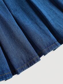 Girlism Teen Girl Y2K Blue Denim Pinafore Dress,Fall Clothes,Winter Clothing ,Casual And Fashionable Vacation Outfits,2000s Style ,Halloween Denim Jeans ,Christmas - Dark Wash - View 5