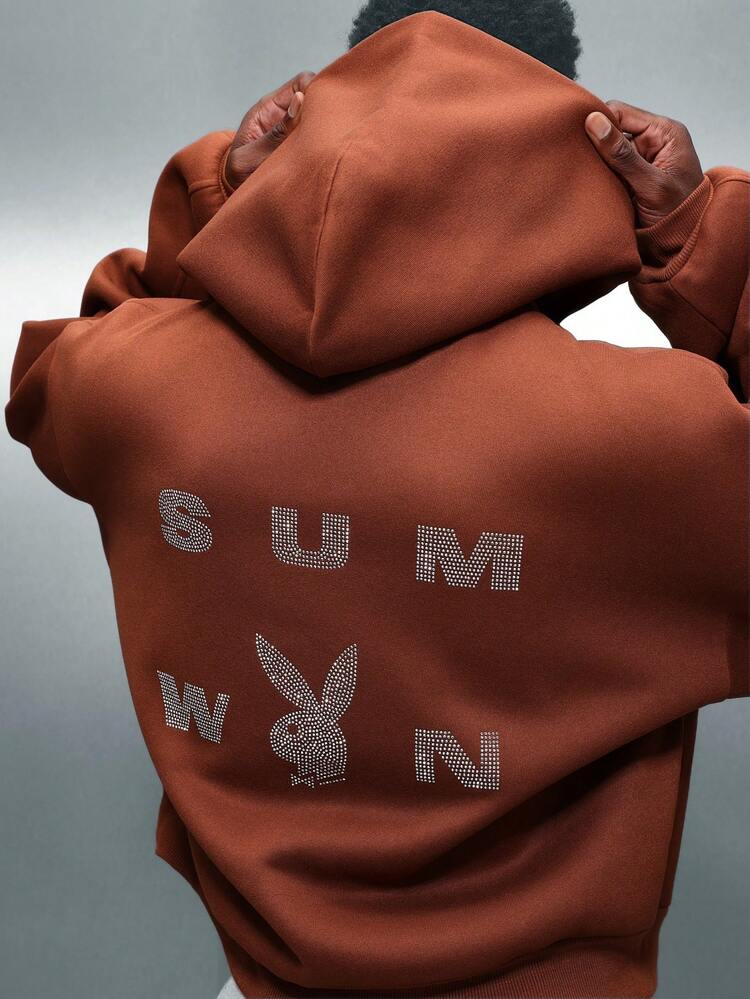 PLAYBOY X SUMWON Rhinestone Hoodie With Centre Pocket