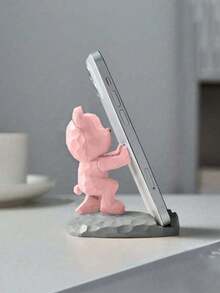 1pc Cute Phone Stand, Cartoon Bear Shaped Phone Holder, Compatible With Both Mobile Phones And Tablets, Suitable For Office Desktop, Bedside, Living Room, Study, Bedroom, Gifts Back To School - pink kicking bear - View 20