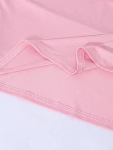 Teen Girl Off Shoulder Ruched Waist Dress, French Bow Decor Flare Sleeve Dress - Pink - View 5