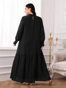 Veilorie Plus Size Elegant Solid Color Dress, Suitable For Party - Black - View 2