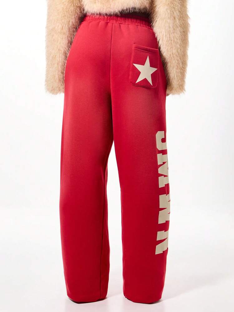 SUMWON Oversized Varsity Graphic Joggers With Star Detail And Side Print