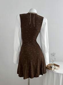 Elamini 女式提花纹理拼布迷你连衣裙