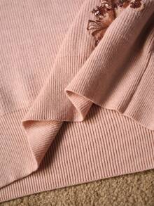 MOTF PREMIUM Elegant Sequin Floral Embroidered Sweater, Autumn/Winter