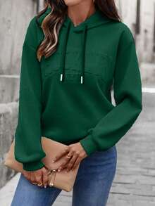 EMERY ROSE Women's Casual Loose Hoodie With 3D Letter Print - Green - View 3