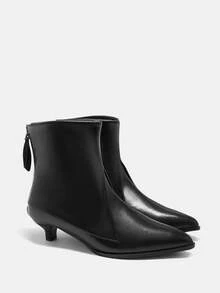 CUCCOO CURVES Plus Size Women's Wide Fit Black High Heel Ankle Boots, Versatile Boots For Wide Calves - Black - View 2
