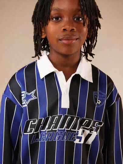 SUMWON Boys Striped Polo And Wide Leg Jogger Co-Ord Set For Back To School Casual Wear