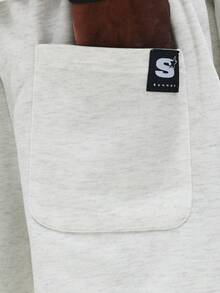 SUMWON 直筒运动裤，饰有美元符号，休闲居家服，慢跑裤款式，舒适百搭，纯色 - 淺灰色 - 查看 8