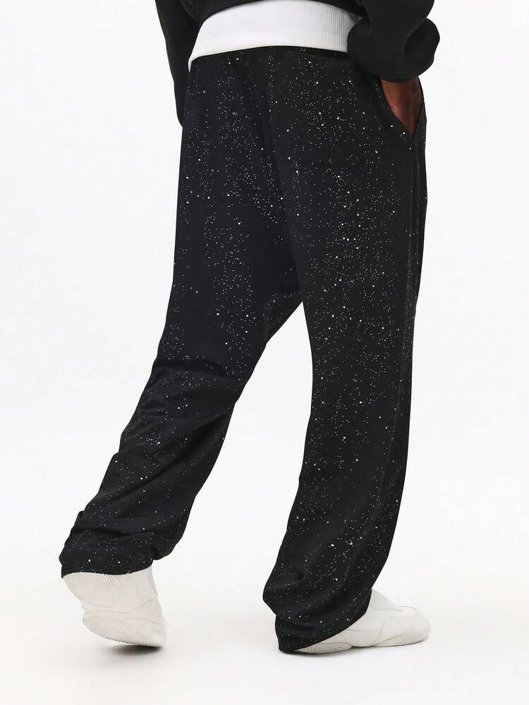Straight Leg Sweatpants With Glitter Effect