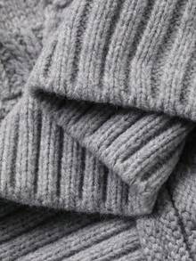 DAZY Tween Boys Grey Knitwear Pullover Sweater Regular Length Round Neck Drop Shoulder Long Sleeve Plain Design - Grey - View 8