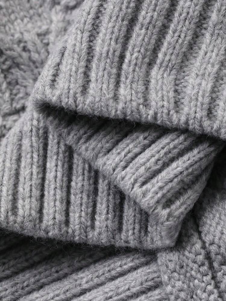 Tween Boys Grey Knitwear Pullover Sweater Regular Length Round Neck Drop Shoulder Long Sleeve Plain Design