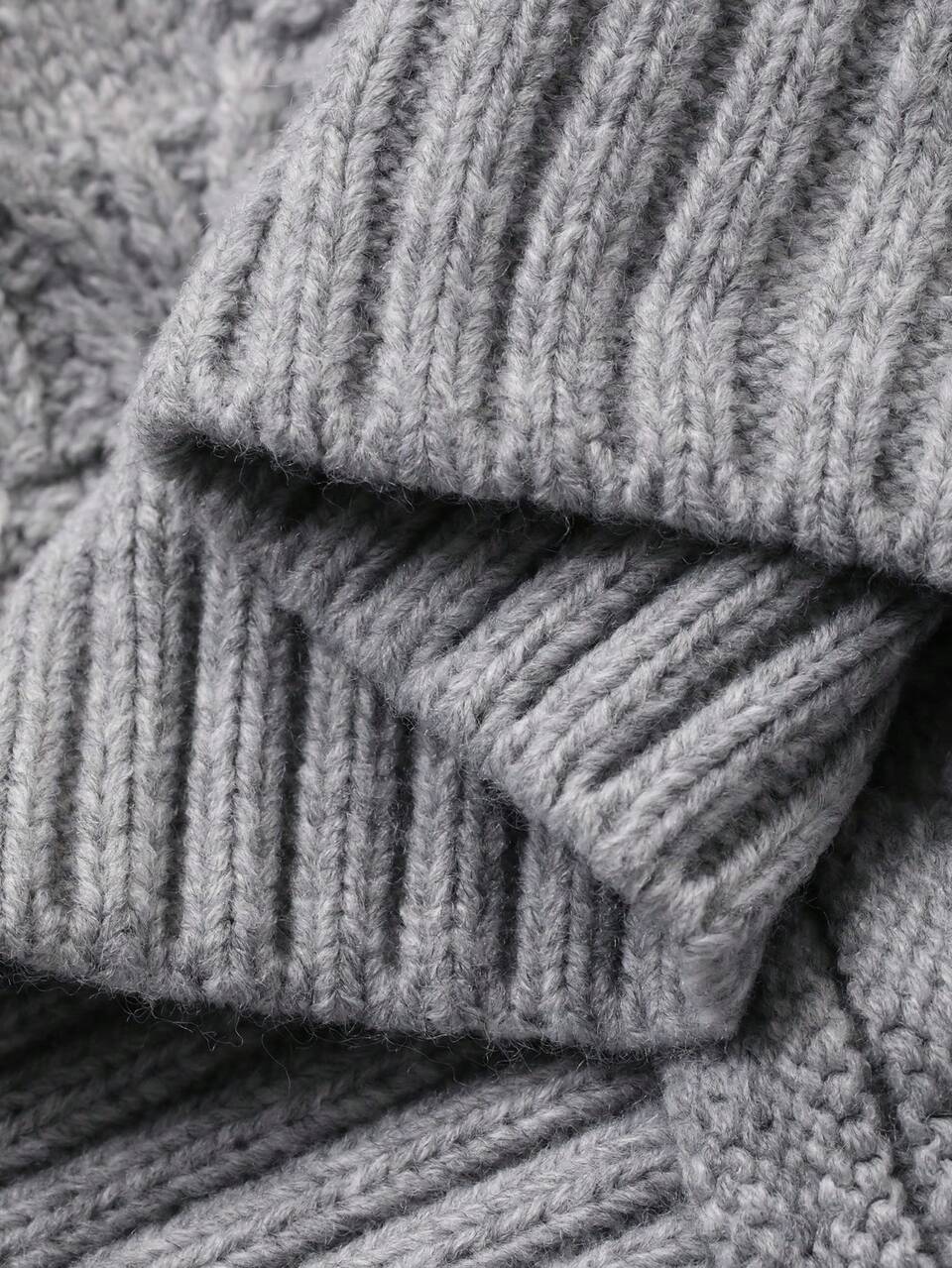 Tween Boys Grey Knitwear Pullover Sweater Regular Length Round Neck Drop Shoulder Long Sleeve Plain Design