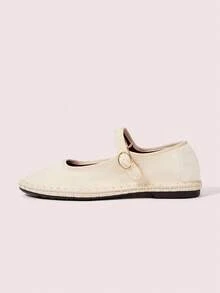 CUCCOO DOLLMOD 女士优雅天鹅绒经典舒适玛丽珍平底鞋，米色 - 糯米白色 - 查看 2