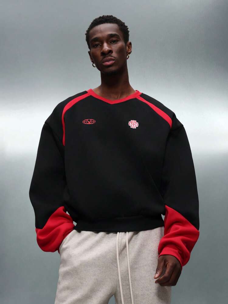 PLAYBOY X SUMWON Cropped V-Neck Sweatshirt With Logo