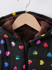 Elladie kids Young Girl Zip Up Hooded Plush Lined Padded Coat Young Girl Girl Coatkids Girl Coatskids Girl Winter Jacketkids Black Coat - Black - View 4