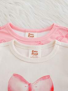 Cozy Pixies Conjunto de 4 piezas de pijama ajustado para niña bebé - Top de cuello redondo de manga larga y estampado floral de punto suave, y leggings de cintura elástica