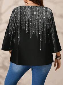 EMERY ROSE 女士休闲亮片衬衫，适合派对、新年及秋冬季穿着 - 彩色 - 查看 5