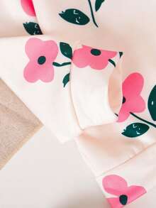 SHEIN Vintaside Kids Conjunto de 2 piezas para niñas bebé con sudadera de cuello redondo con estampado de flores y leggings acanalados, cómodo y elegante para otoño/invierno - Multicolor - Ver 3