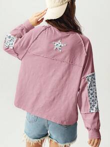 Bohemela Camiseta de manga larga con estampado de estrella de cinco puntas, estilo callejero y urbano para mujer de talla grande
