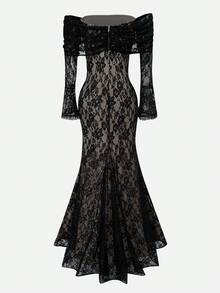 Glisette 1 chiếc váy bodycon tay loe hở vai dành cho nữ - màu đen - Xem 2