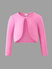 Elladie kids Kleine Mädchen Einfarbige Lange Ärmel Einreihige Lässig Jacke