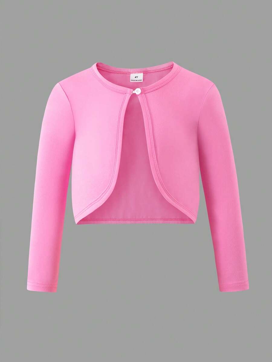 Elladie kids Kleine Mädchen Einfarbige Lange Ärmel Einreihige Lässig Jacke