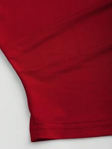 Sweetra 女式纯色系带褶饰三件套 T 恤 - 彩色 - 查看 8