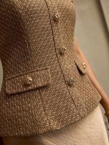 ZEYLAH 2pcs Elegant Satin Patchwork Set - Khaki - View 3