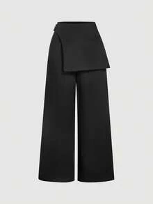 SHEIN MOD Pantalones formales con superposición gris oscuro, adecuados para la temporada de regreso a la escuela, ropa de trabajo en otoño/invierno